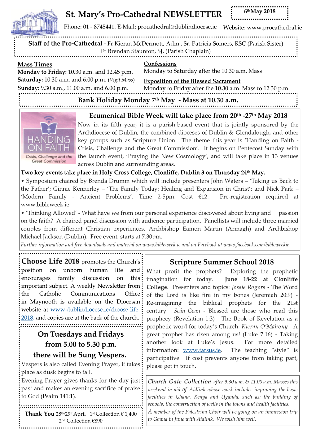 St. Mary's Pro-Cathedral NEWSLETTER