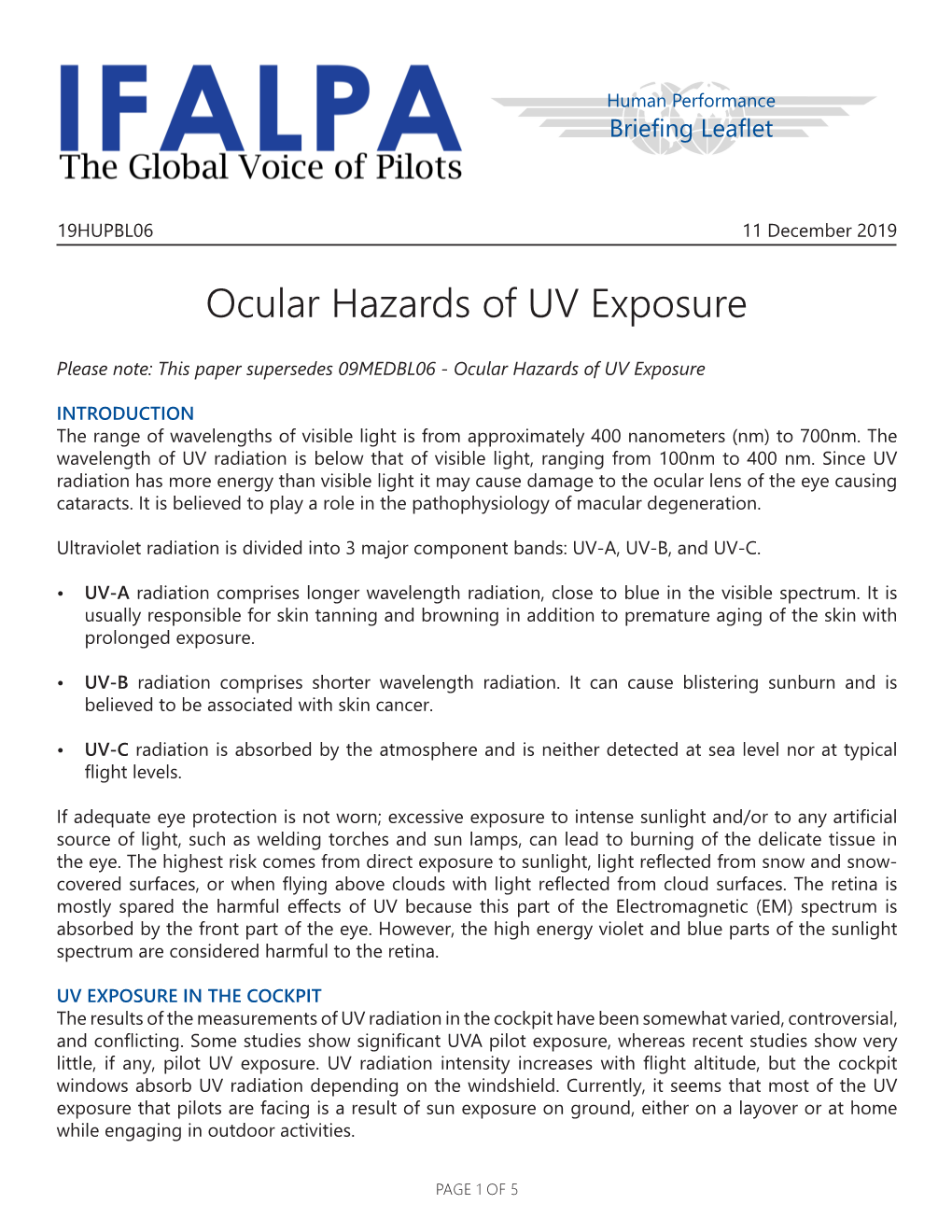 Ocular Hazards of UV Exposure