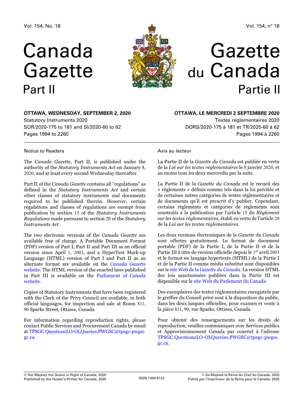 Canada Gazette, Part II