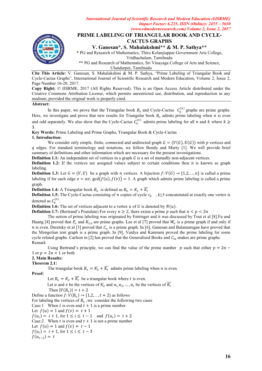 16 Prime Labeling of Triangular Book and Cycle