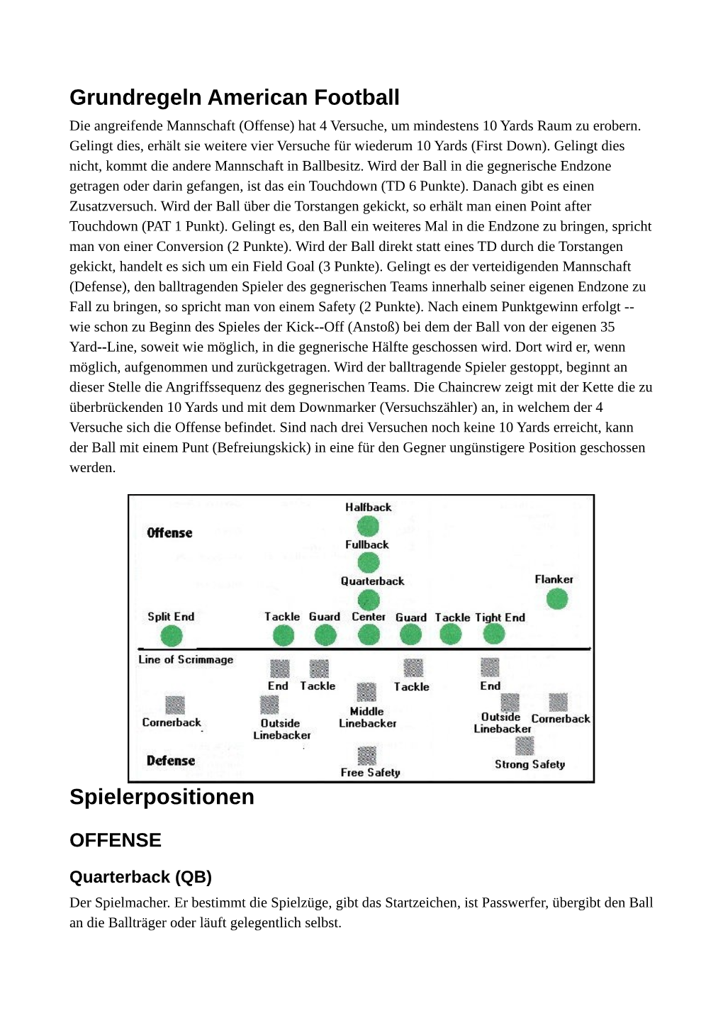 Grundregeln American Football Die Angreifende Mannschaft (Offense) Hat 4 Versuche, Um Mindestens 10 Yards Raum Zu Erobern