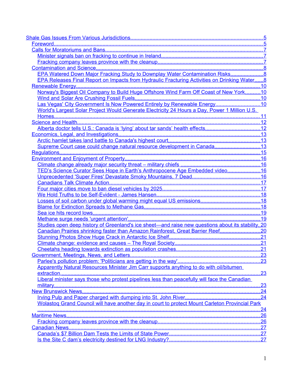 Shale Gas Issues from Various Jurisdictions