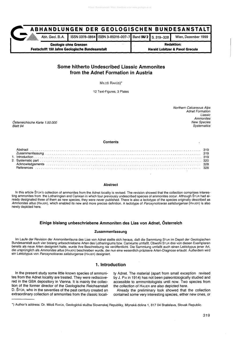 G Abhandlungen Der Geologischen Bundesanstalt