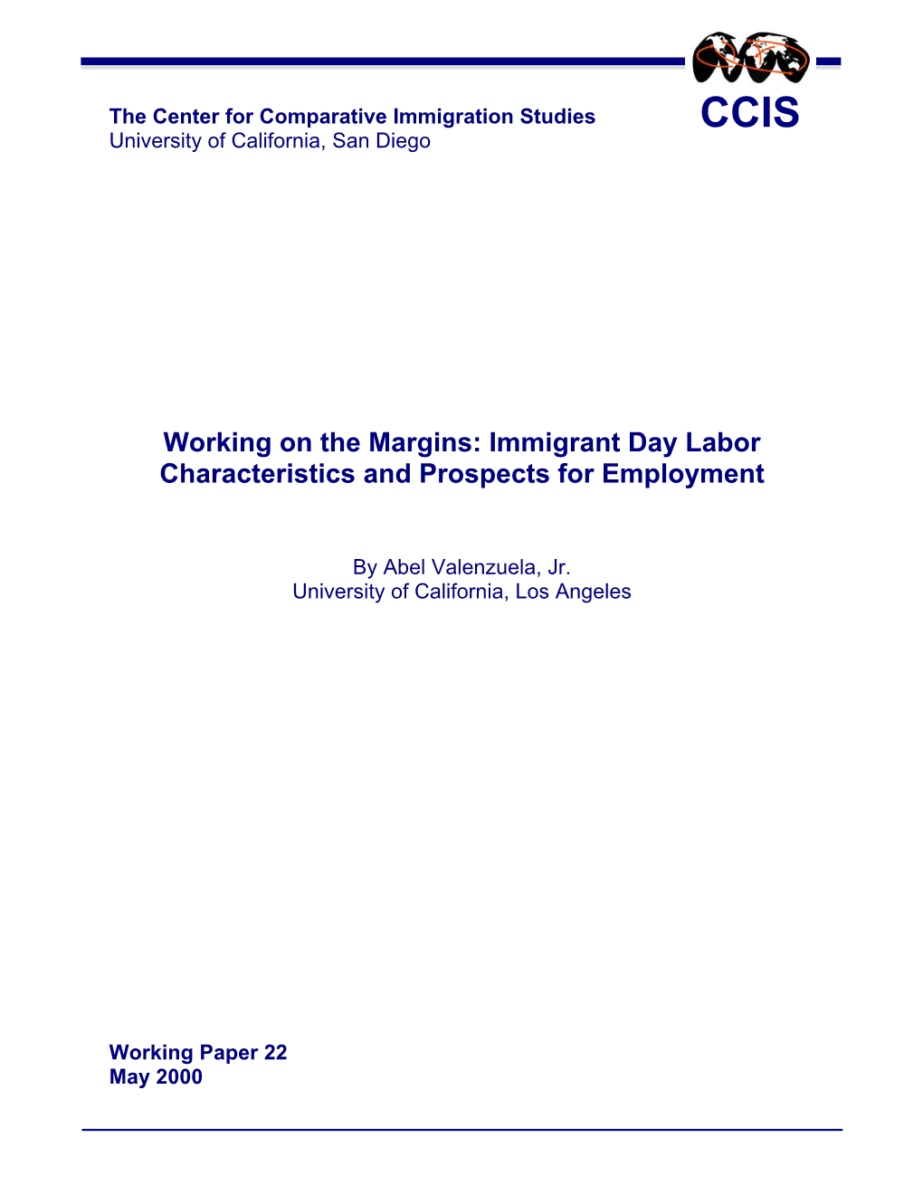 Immigrant Day Labor Characteristics and Prospects for Employment