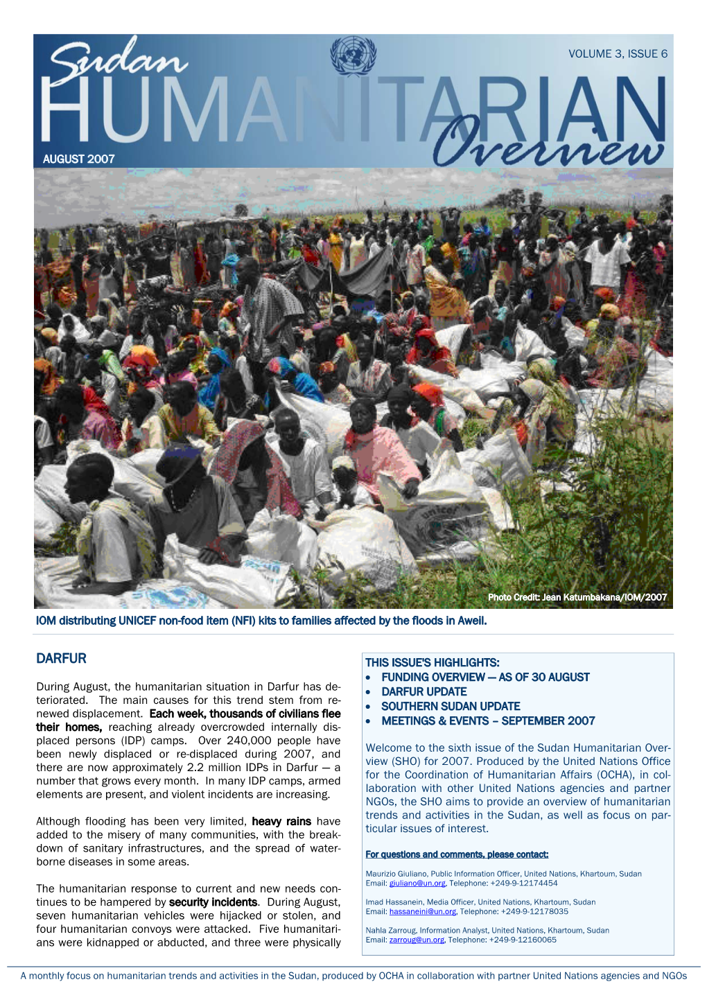 Sudan Humanitarian Overview Vol3 Iss6 Final1.Pub