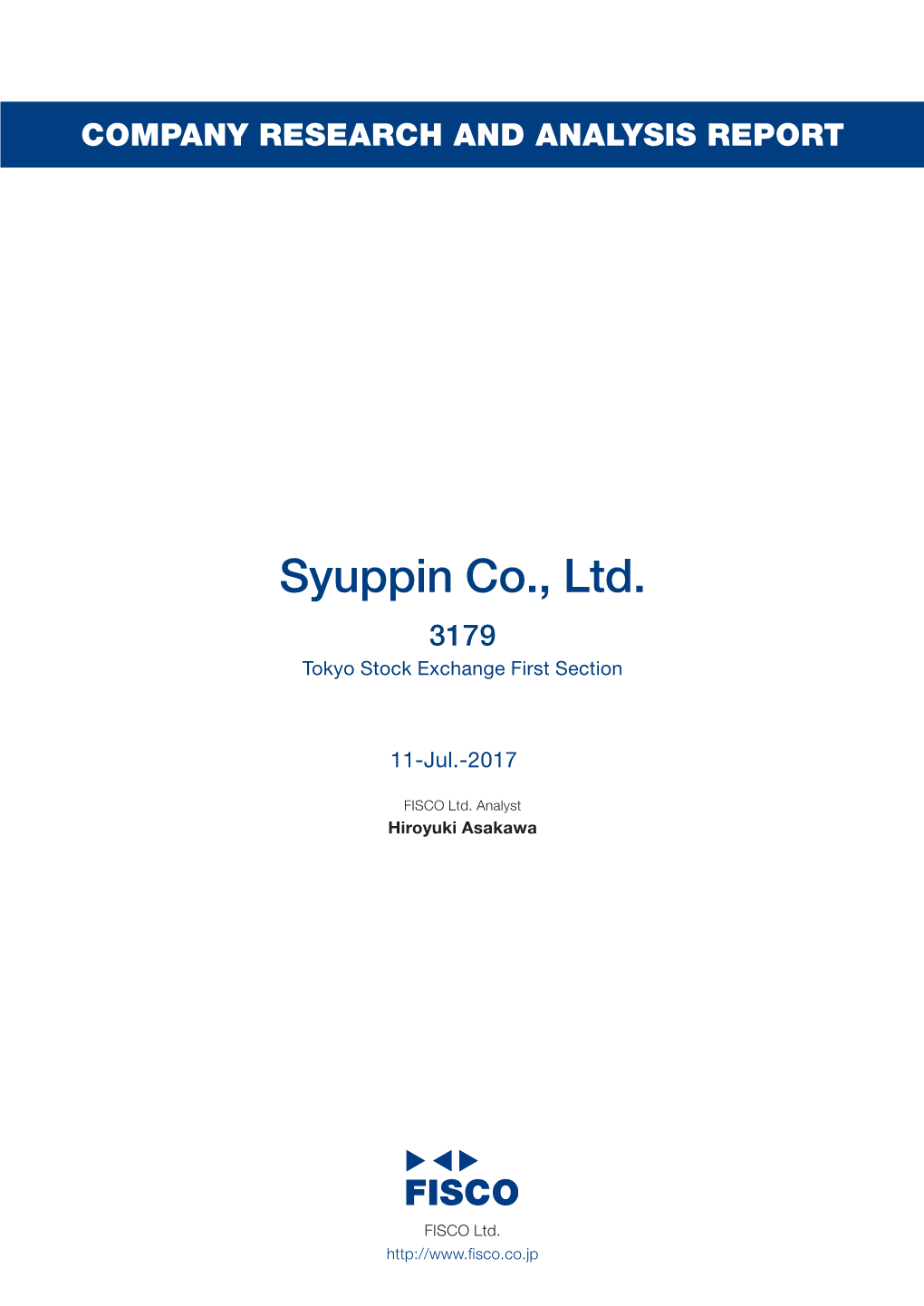 Syuppin Co., Ltd. &lt;3179&gt;