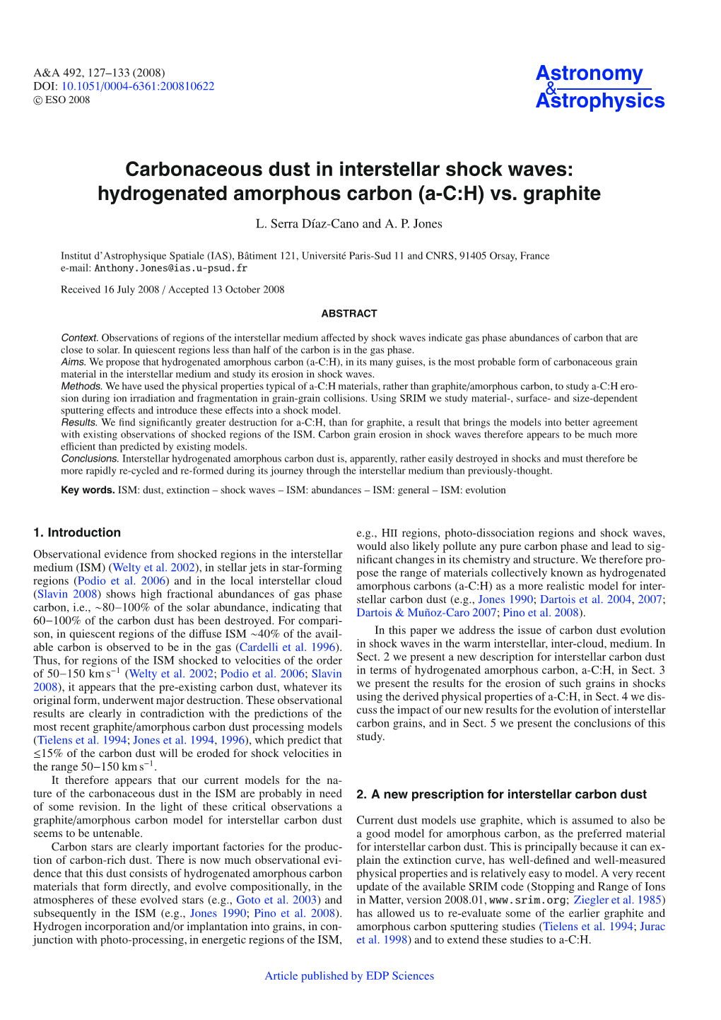 Hydrogenated Amorphous Carbon (A-C:H) Vs