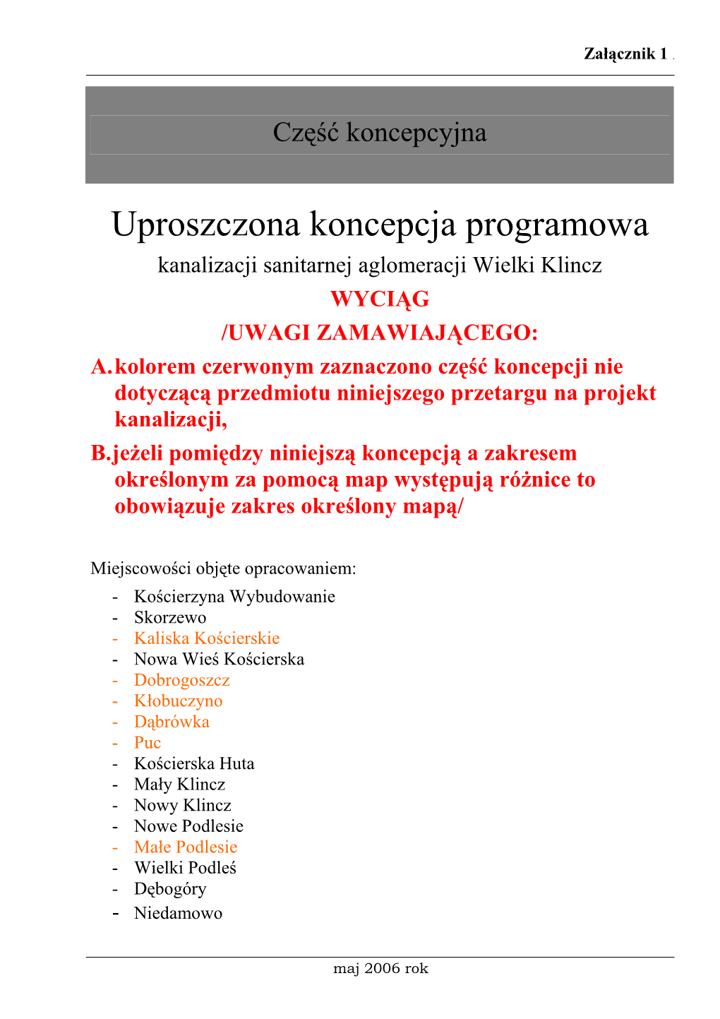 Zalacznik 1 Wyci¹g Z Koncepcji Programowej Rozbudowy Sieci