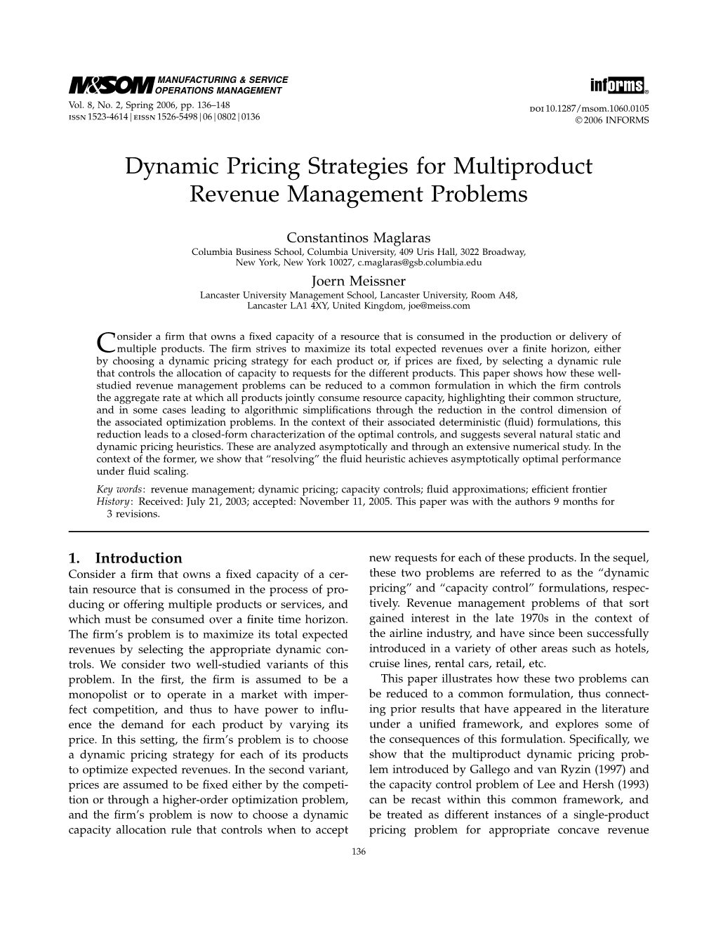 Dynamic Pricing Strategies for Multi-Product Revenue Management