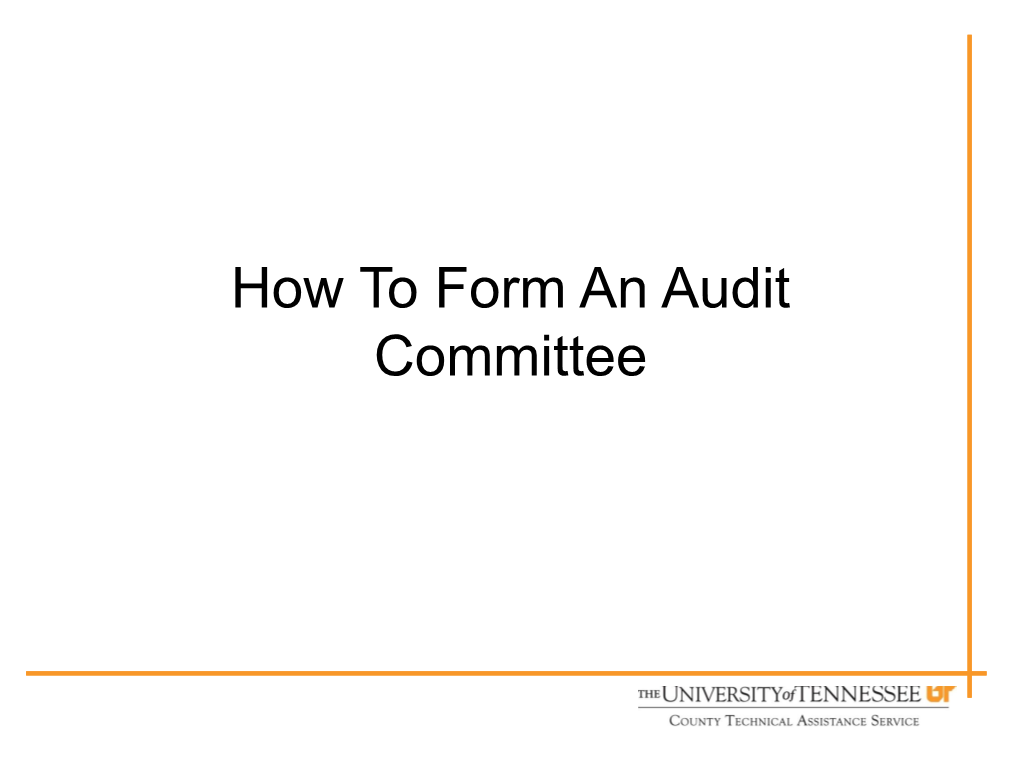 How to Form an Audit Committee Contents