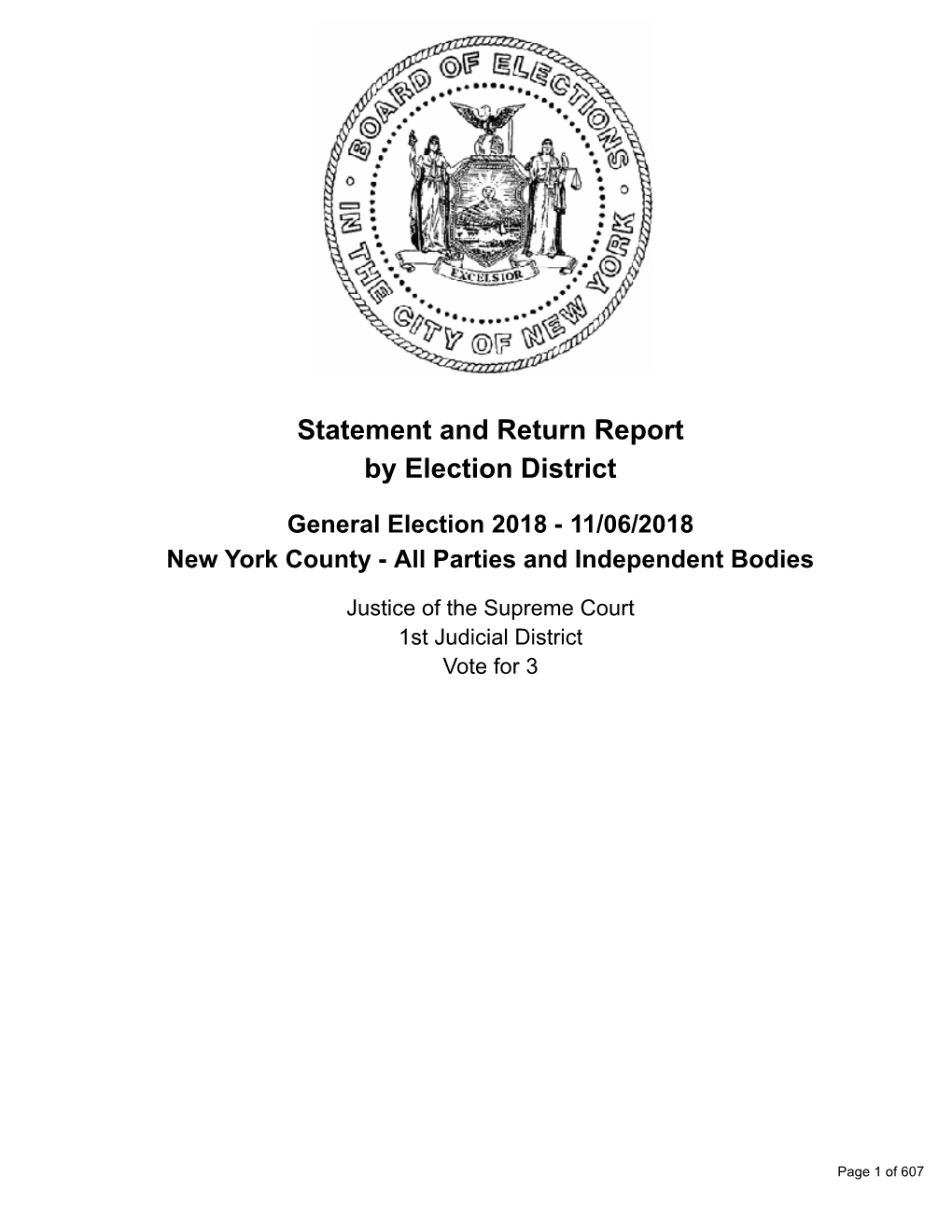 Statement and Return Report by Election District General Election