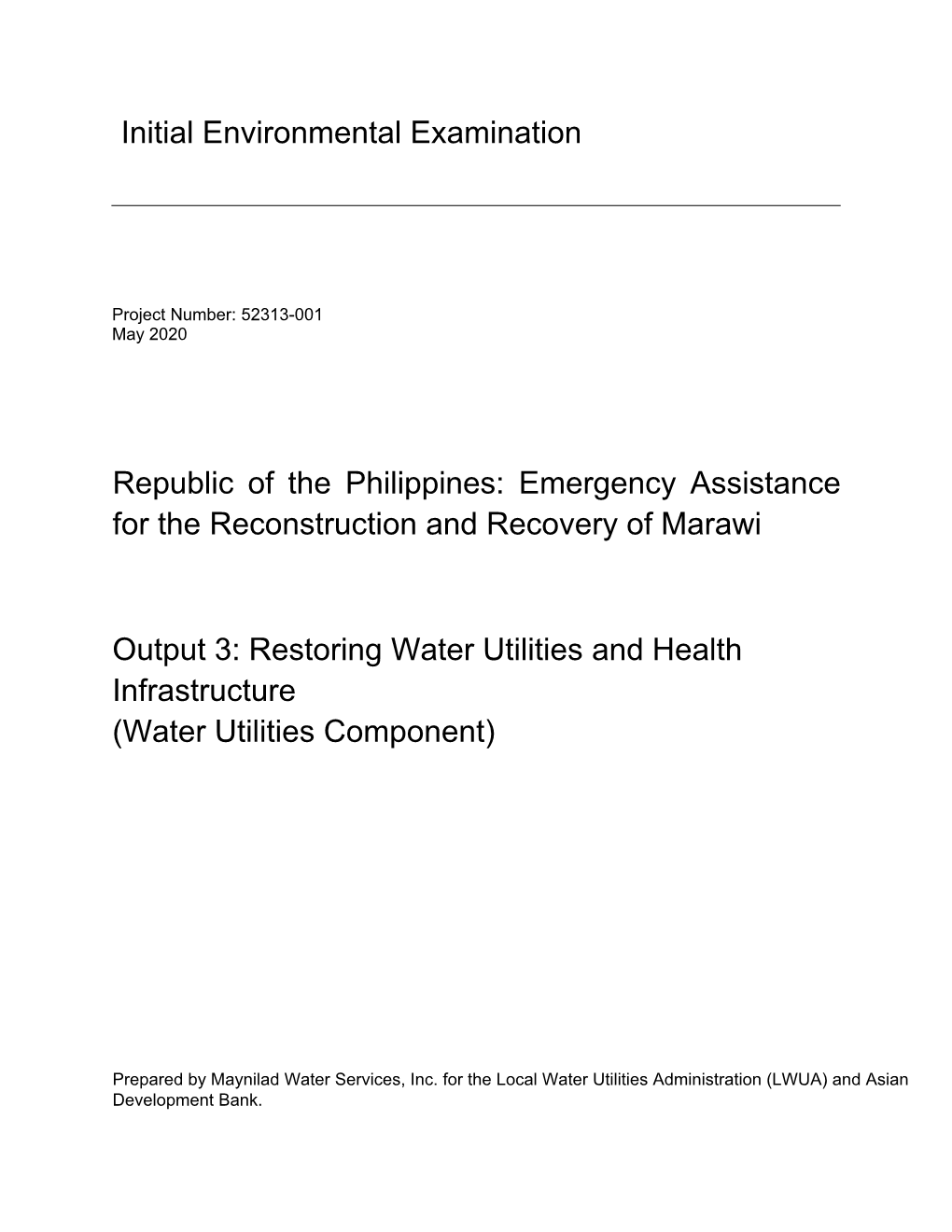 Initial Environmental Examination