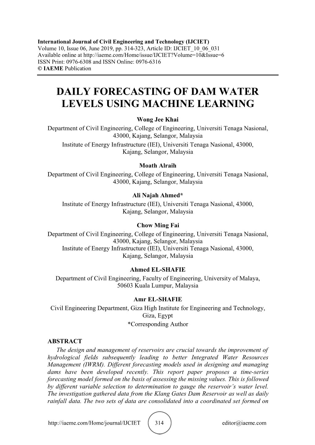 Daily Forecasting of Dam Water Levels Using Machine Learning