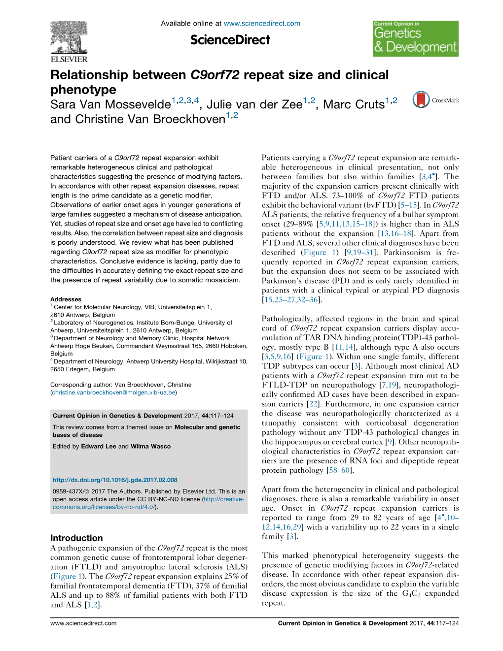 Relationship Between C9orf72 Repeat Size and Clinical Phenotype