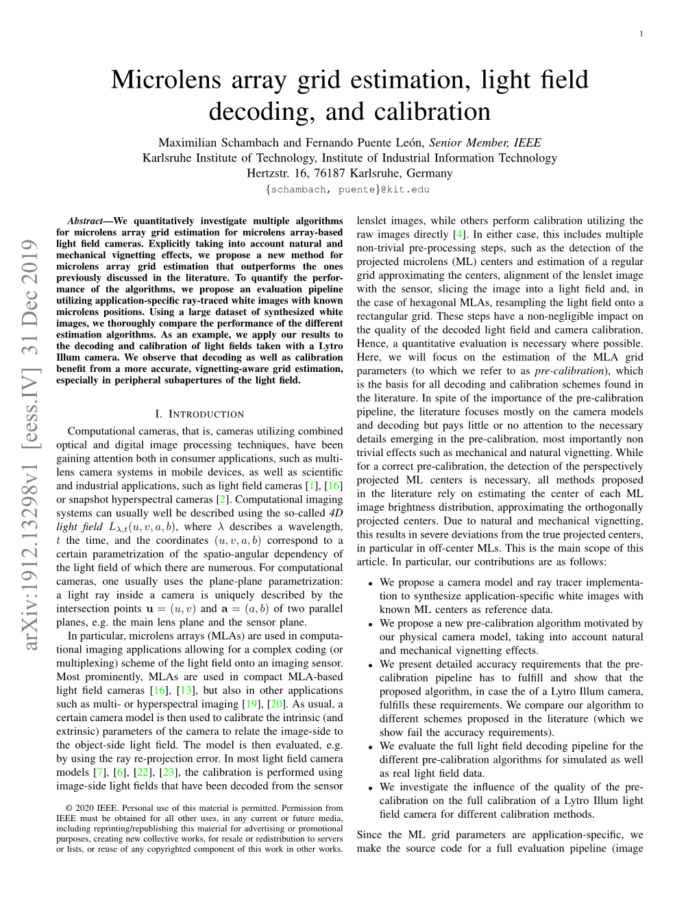 Microlens Array Grid Estimation, Light Field Decoding, and Calibration