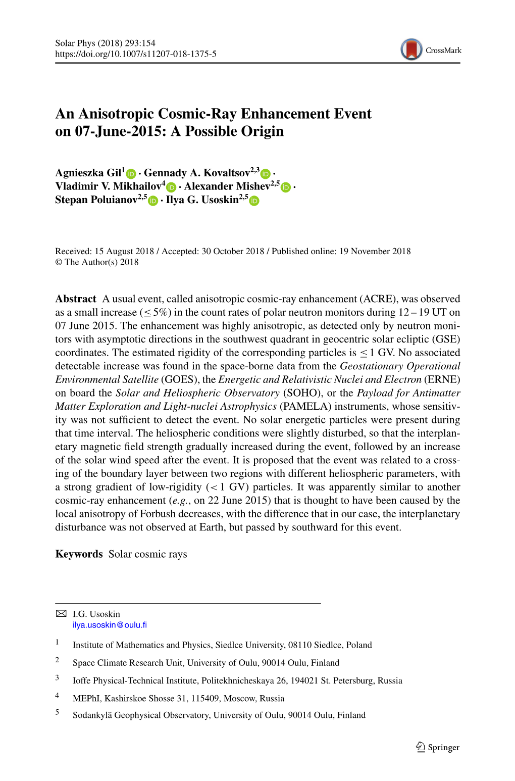 An Anisotropic Cosmic-Ray Enhancement Event on 07-June-2015: a Possible Origin