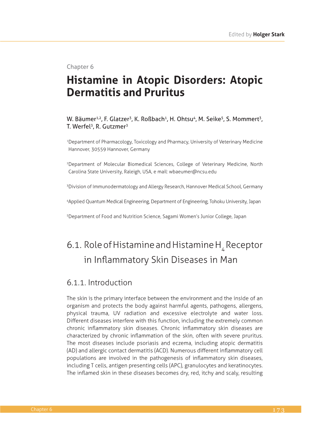 Histamine in Atopic Disorders: Atopic Dermatitis and Pruritus