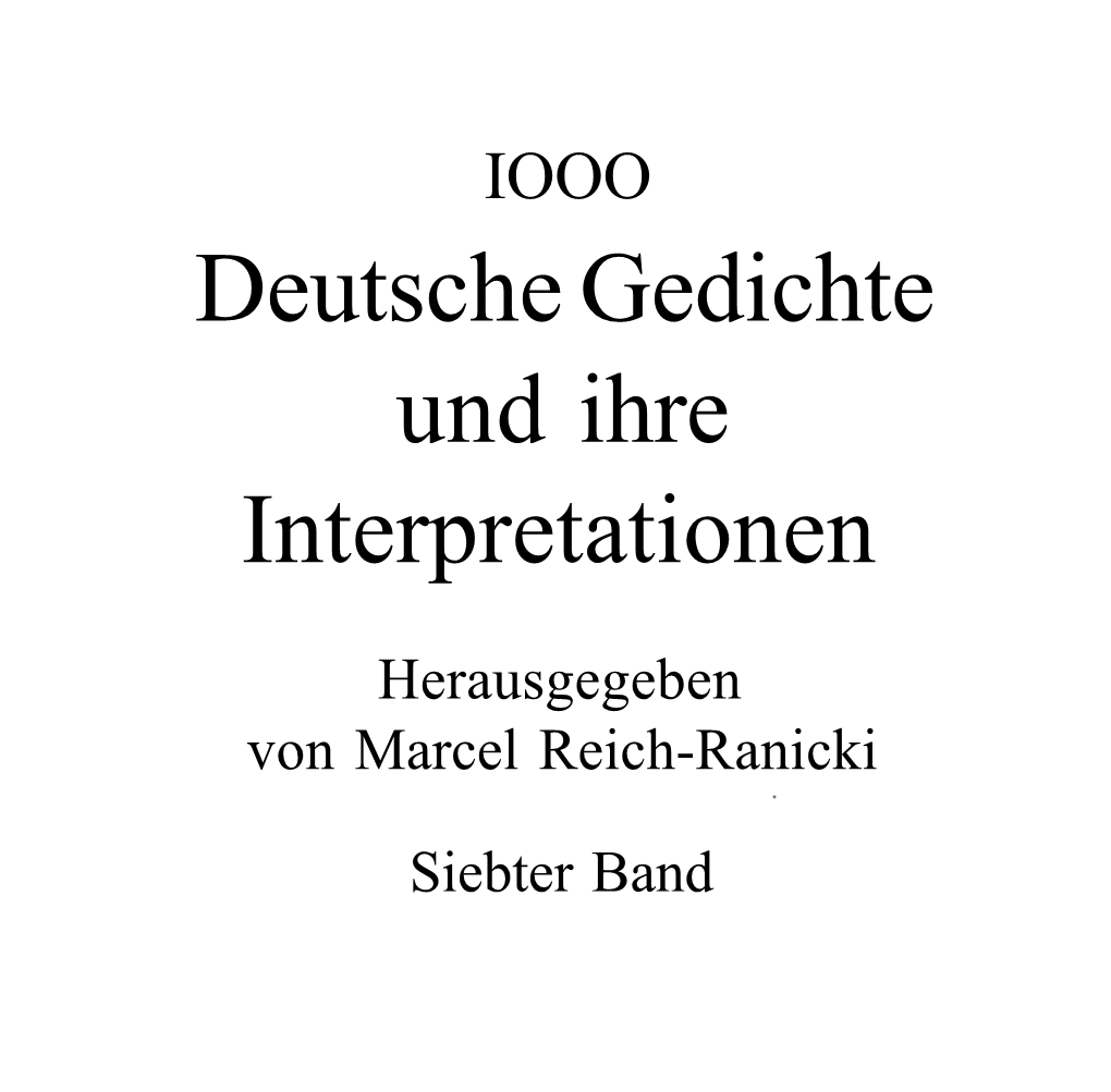 Deutsche Gedichte Und Ihre Interpretationen