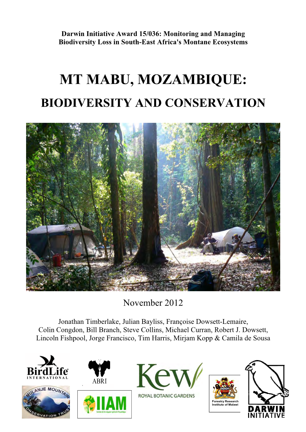 Mt Mabu, Mozambique: Biodiversity and Conservation