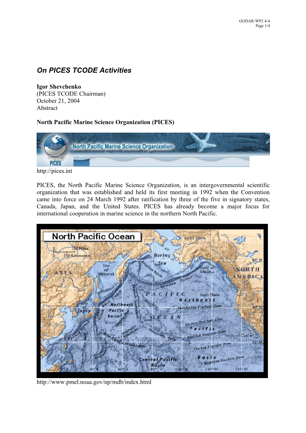 PICES, the North Pacific Marine Science Organization, Is an Intergovernmental Scientific