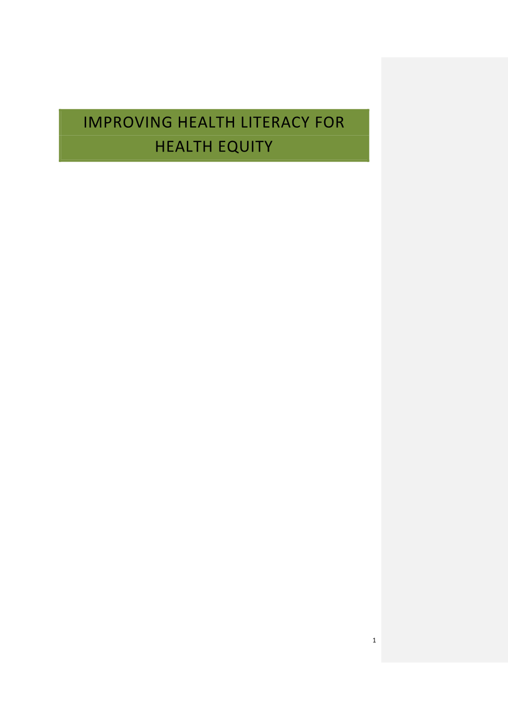 Improving Health Literacy for Health Equity