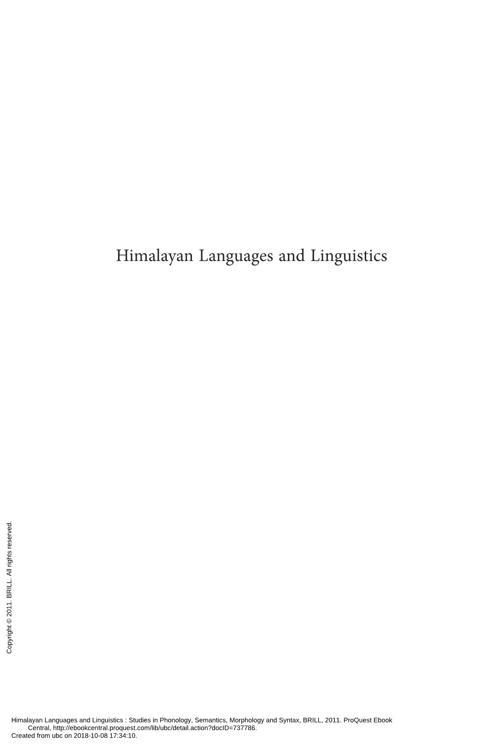 Himalayan Languages and Linguistics Copyright © 2011