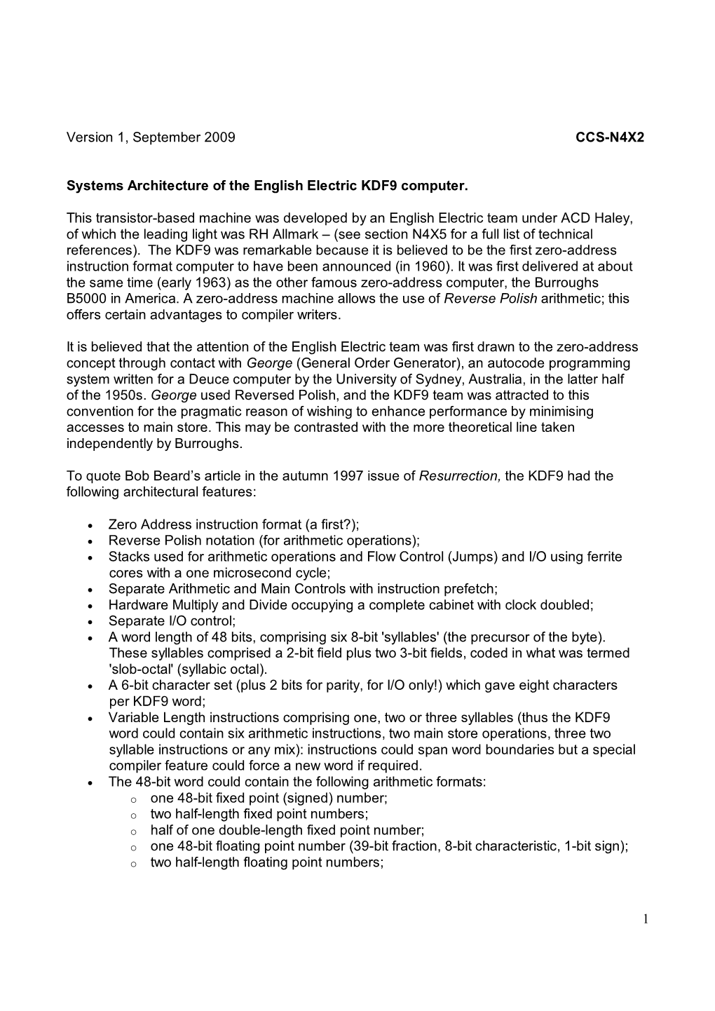 Systems Architecture of the English Electric KDF9 Computer