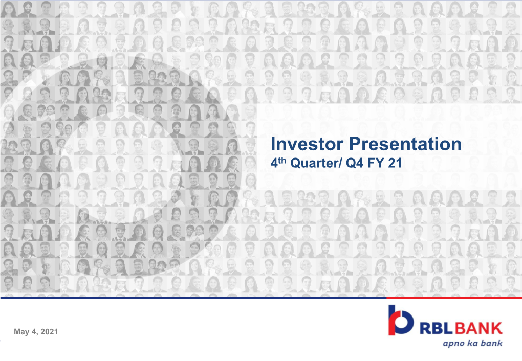 Investor Presentation 4Th Quarter/ Q4 FY 21