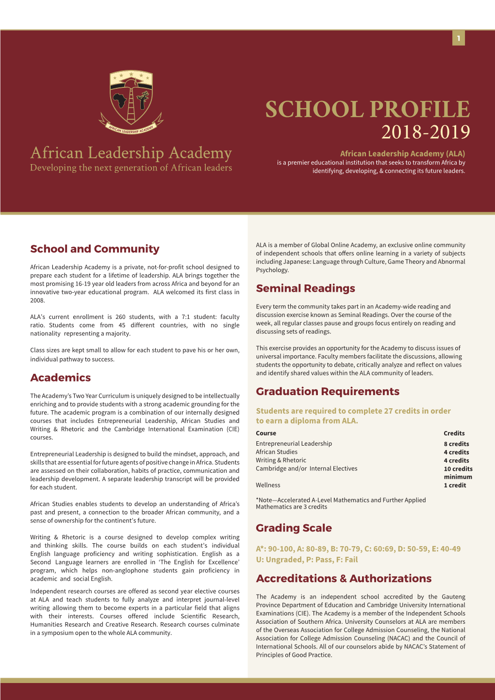 ALA School Profile Newsletter Final