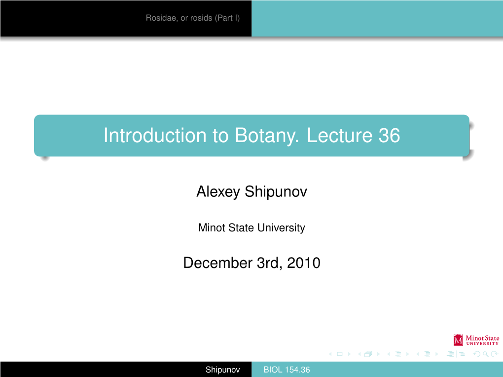 Introduction to Botany. Lecture 36