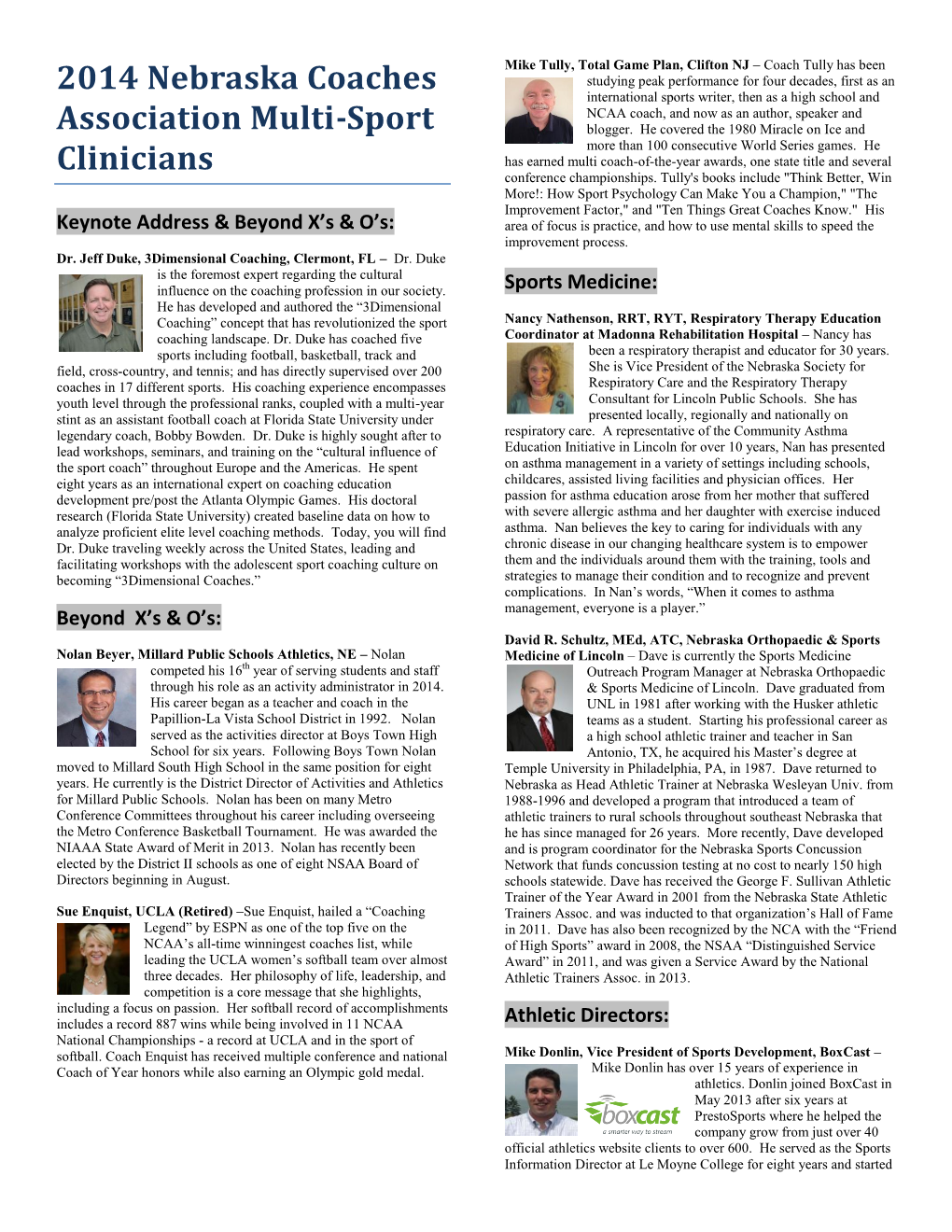 2014 Clinicians' Bios