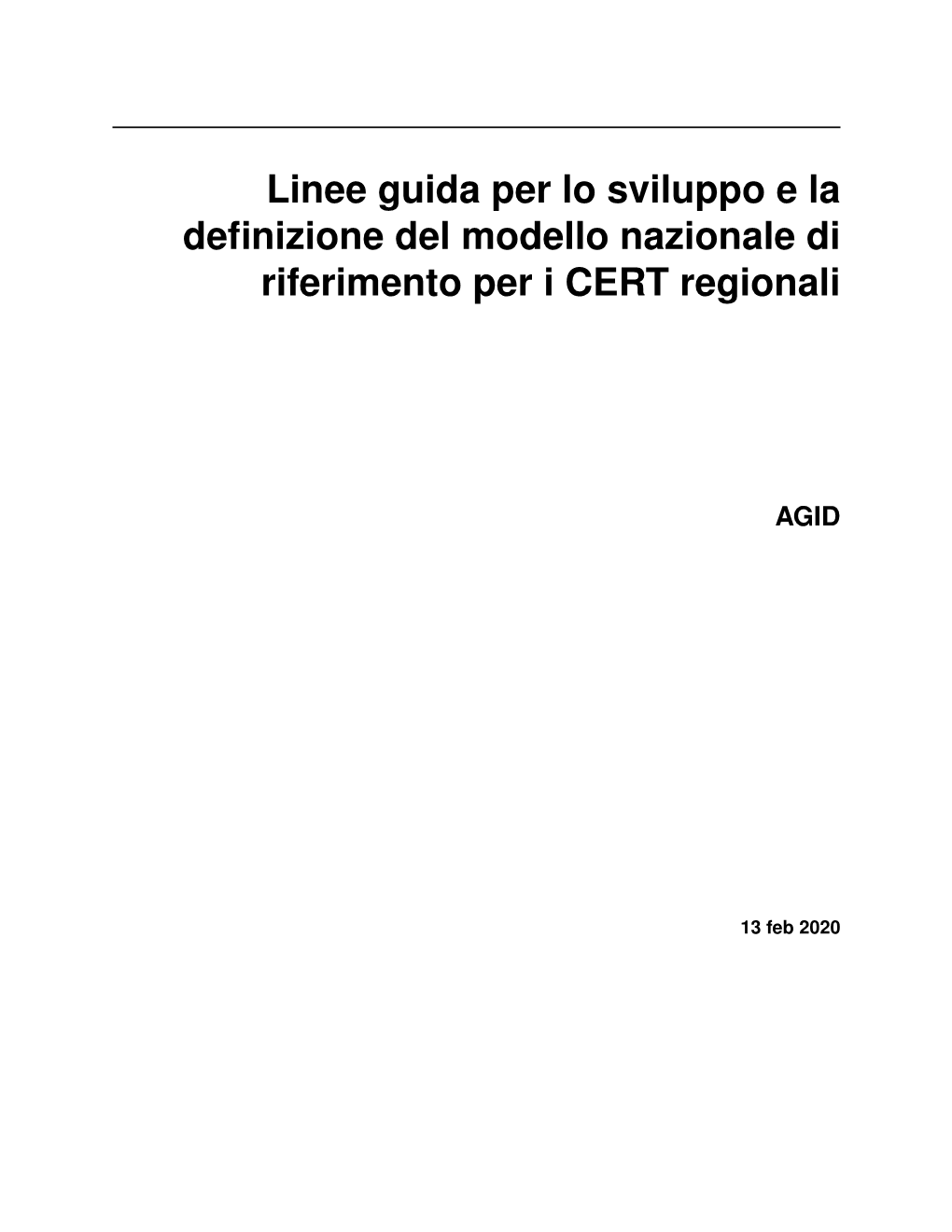 Linee Guida Per Lo Sviluppo E La Definizione Del Modello Nazionale