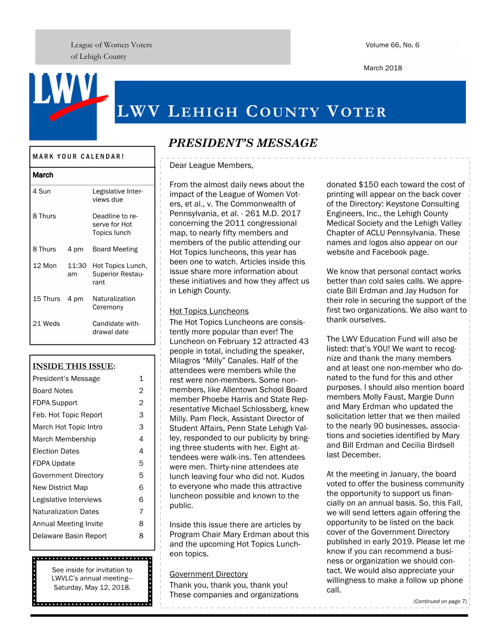 Lwv Lehigh County Voter