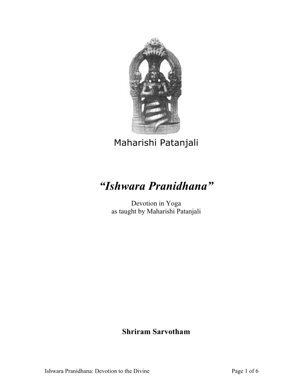 “Ishwara Pranidhana”