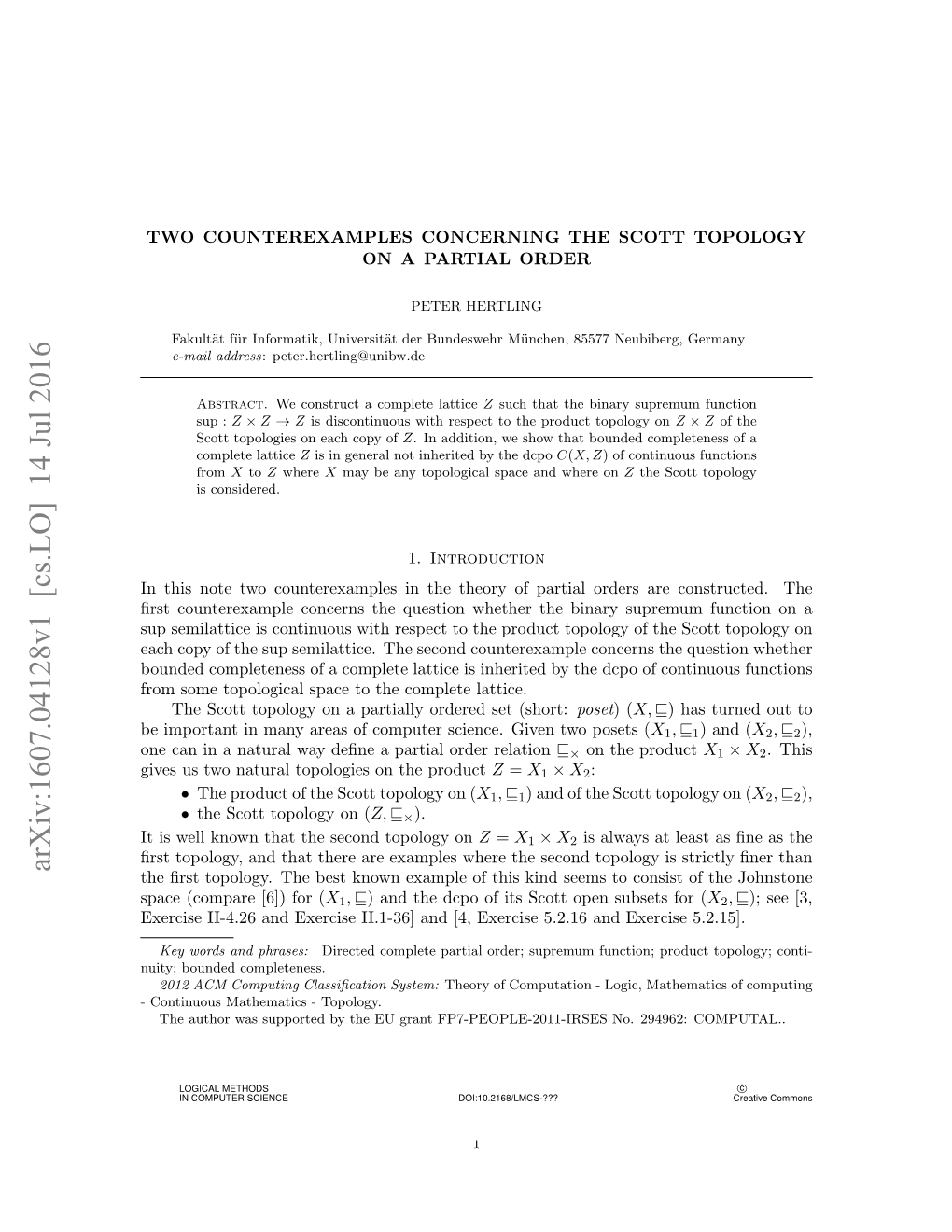 Two Counterexamples Concerning the Scott Topology on a Partial Order