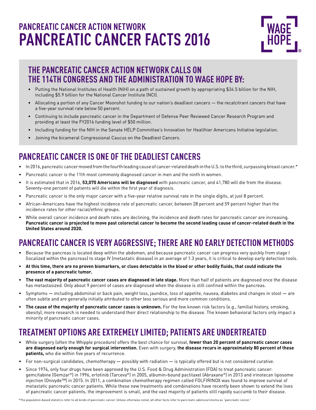 Pancreatic Cancer Facts 2016