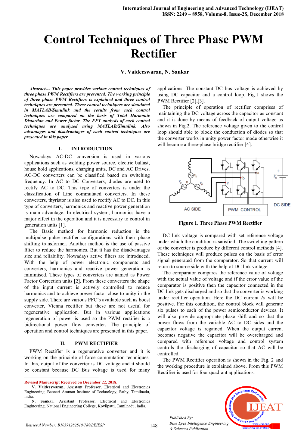 Control Techniques of Three Phase PWM Rectifier