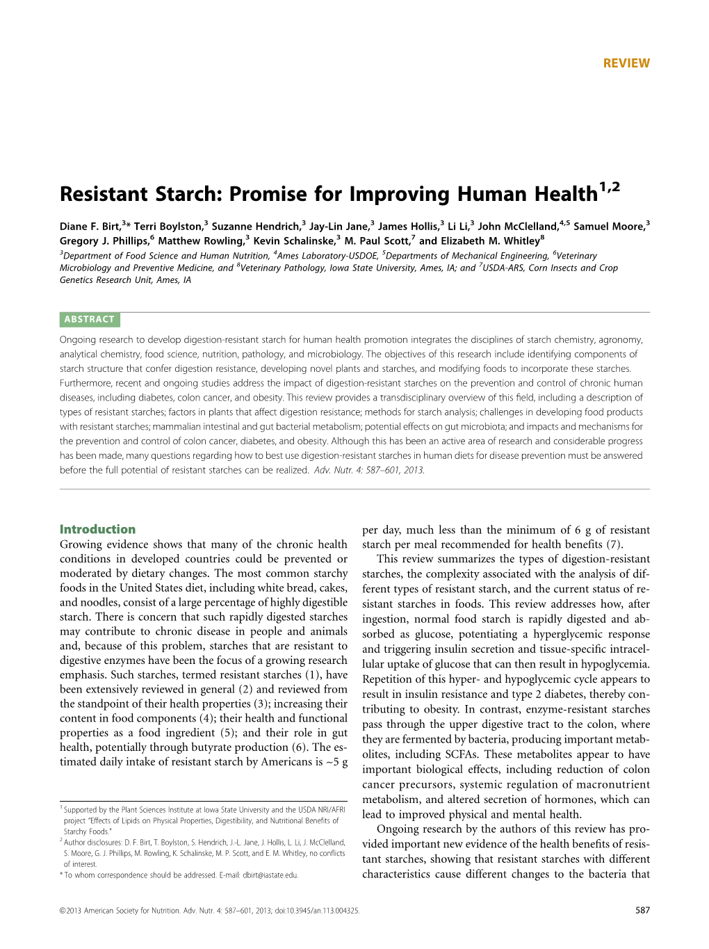 Resistant Starch: Promise for Improving Human Health1,2