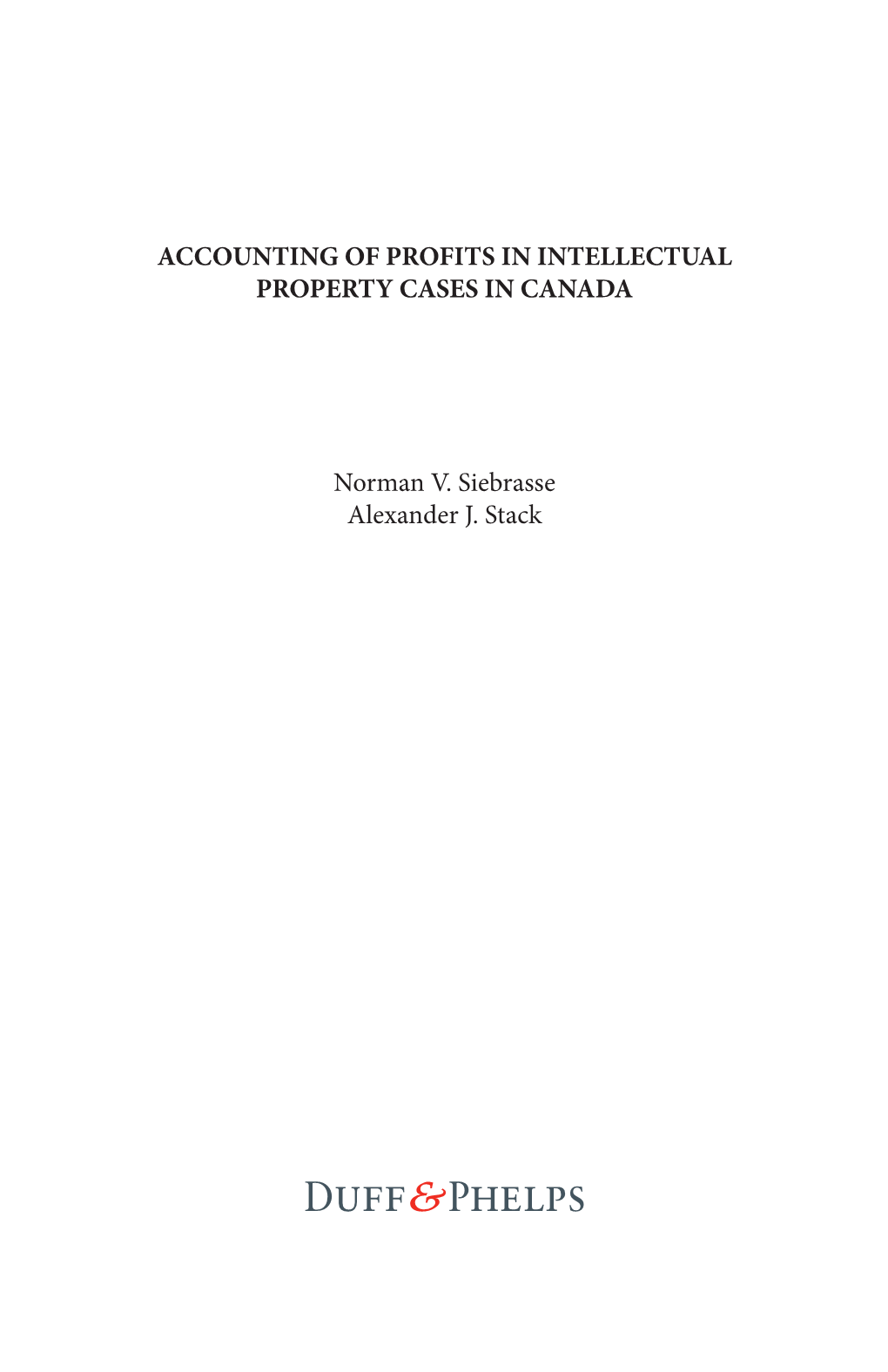 Accounting of Profits Calculations in Intellectual Property Cases in Canada.Pdf