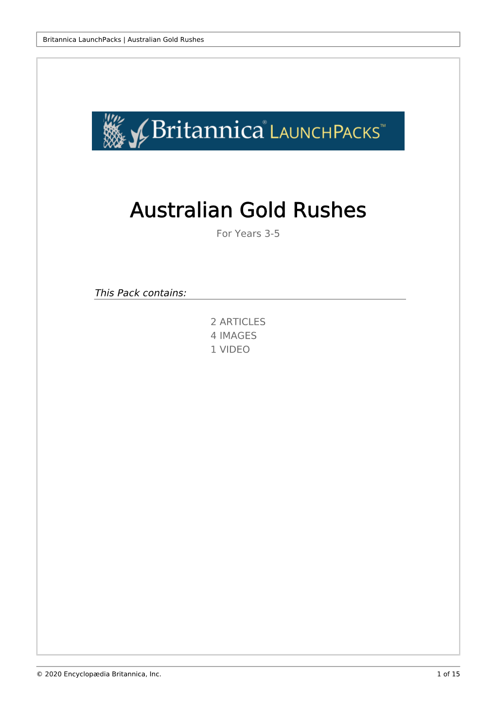 Australian Gold Rushes