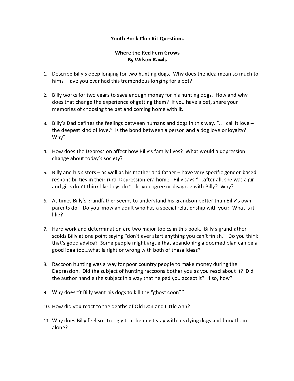 Youth Book Club Kit Questions s2