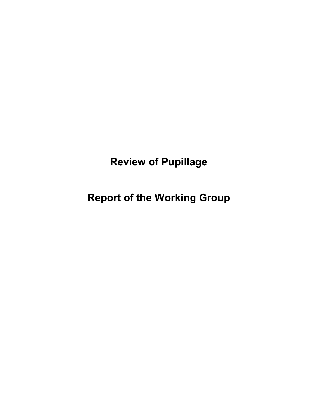 Review of Pupillage Report of the Working Group
