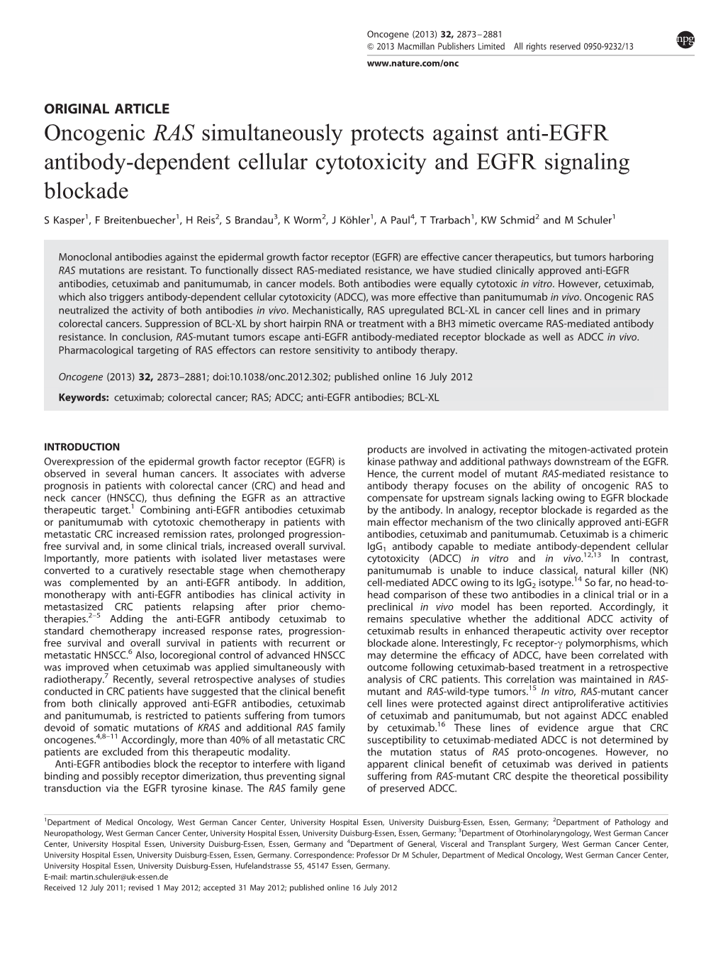 Oncogenic RAS Simultaneously Protects Against Anti-EGFR Antibody-Dependent Cellular Cytotoxicity and EGFR Signaling Blockade