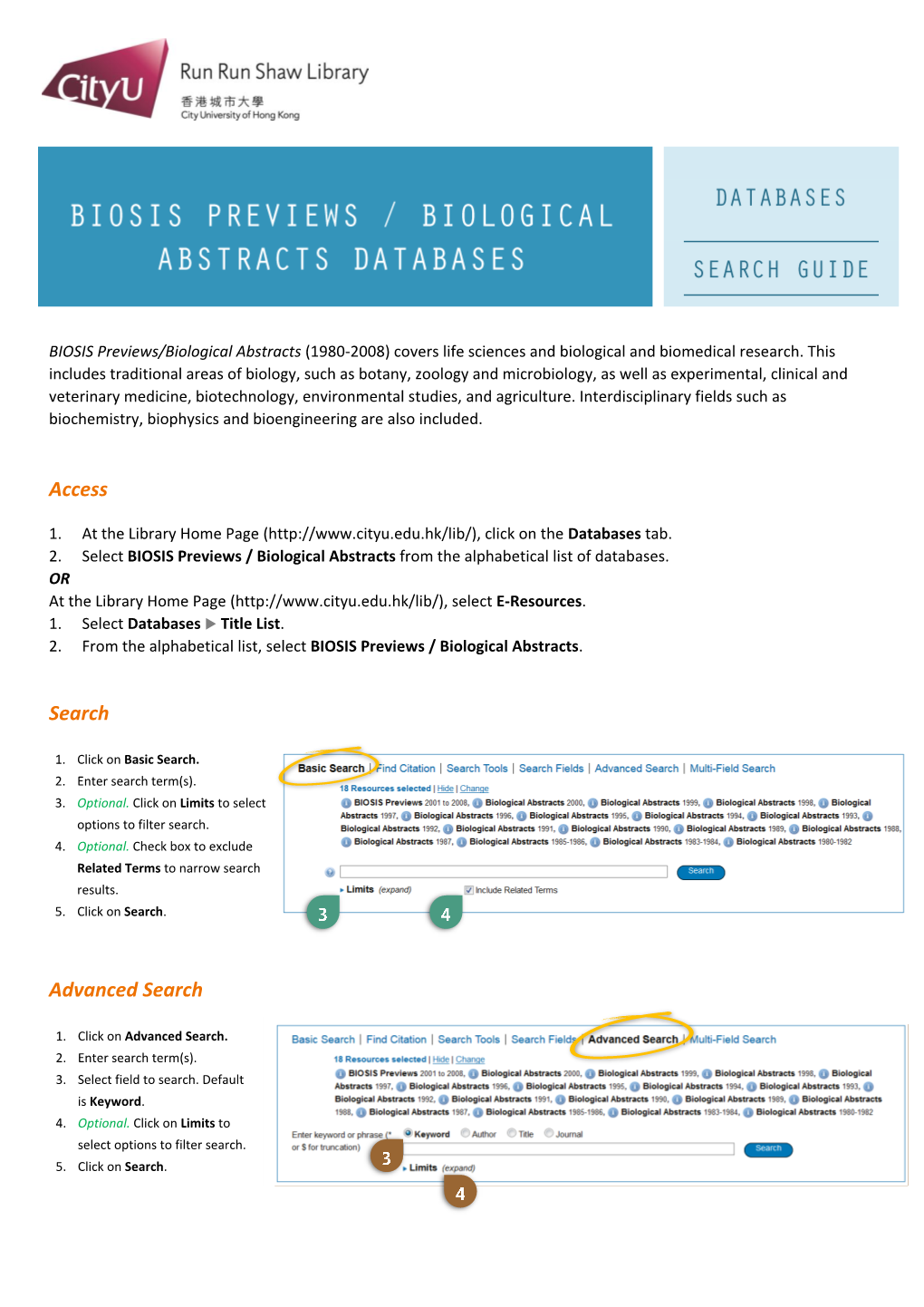 BIOSIS Previews/Biological Abstracts (1980-2008) Covers Life Sciences and Biological and Biomedical Research