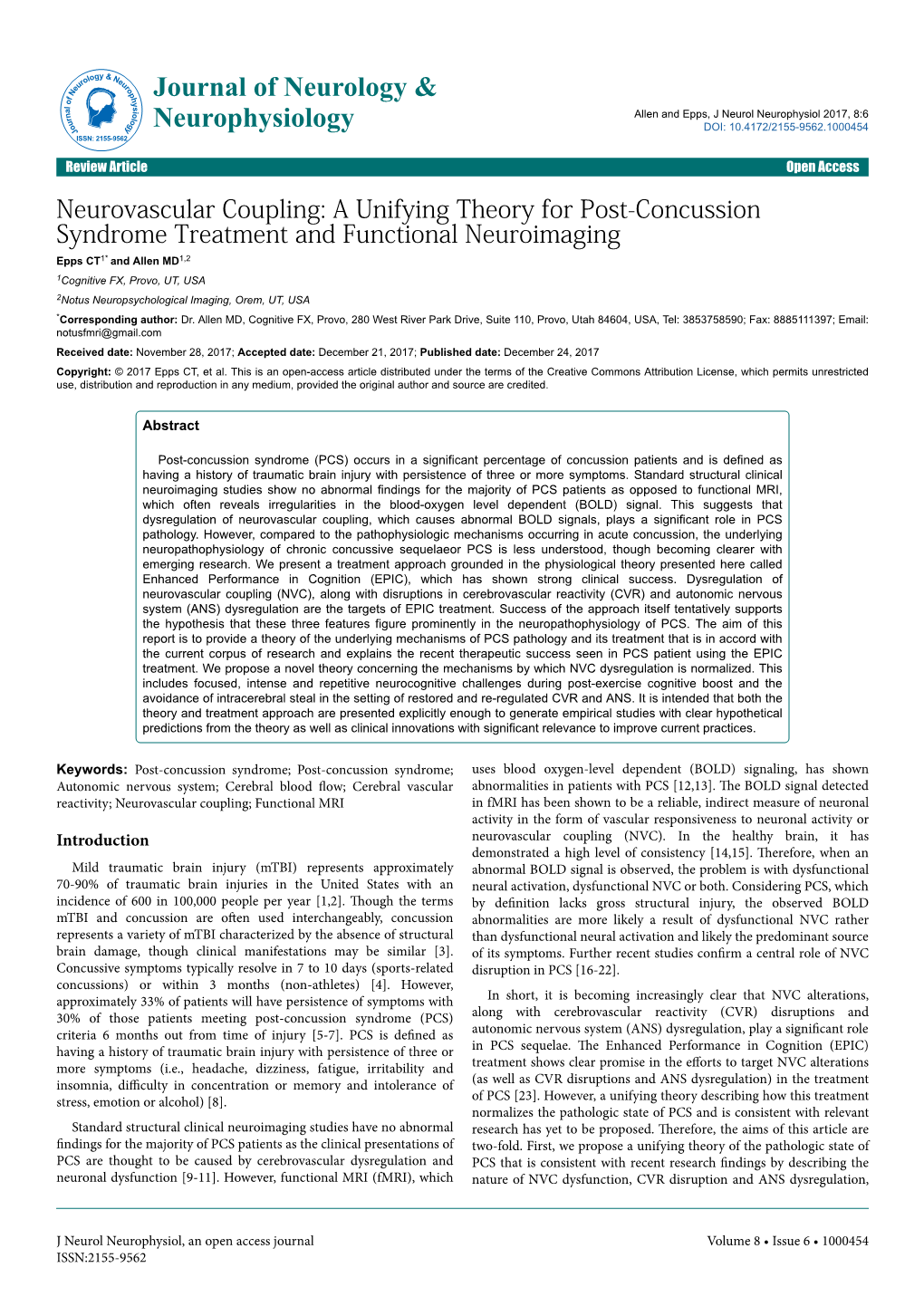 Neurovascular Coupling: a Unifying Theory for Post-Concussion Syndrome Treatment and Functional Neuroimaging