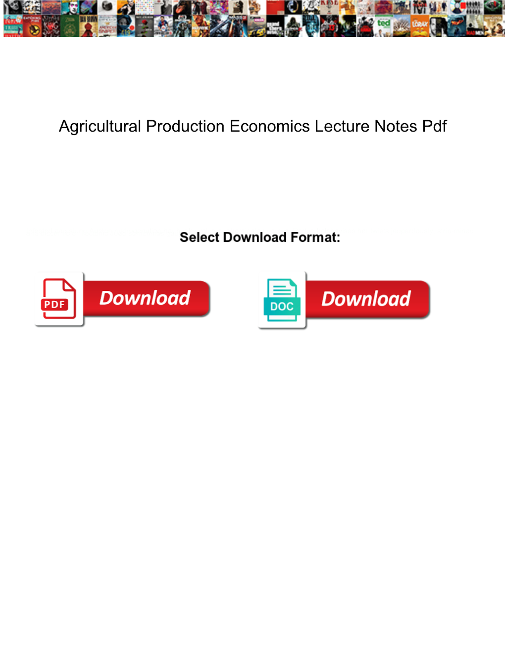 Agricultural Production Economics Lecture Notes Pdf