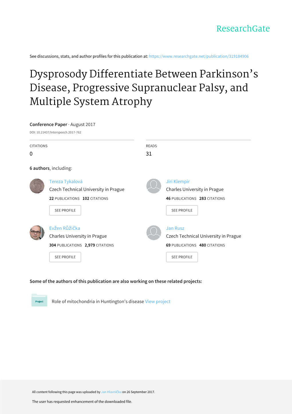 Dysprosody Differentiate Between Parkinson's Disease, Progressive