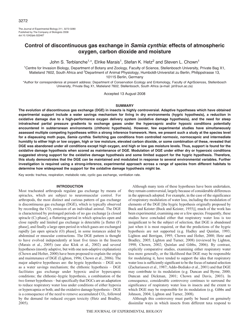 Control of Discontinuous Gas Exchange in Samia Cynthia: Effects of Atmospheric Oxygen, Carbon Dioxide and Moisture