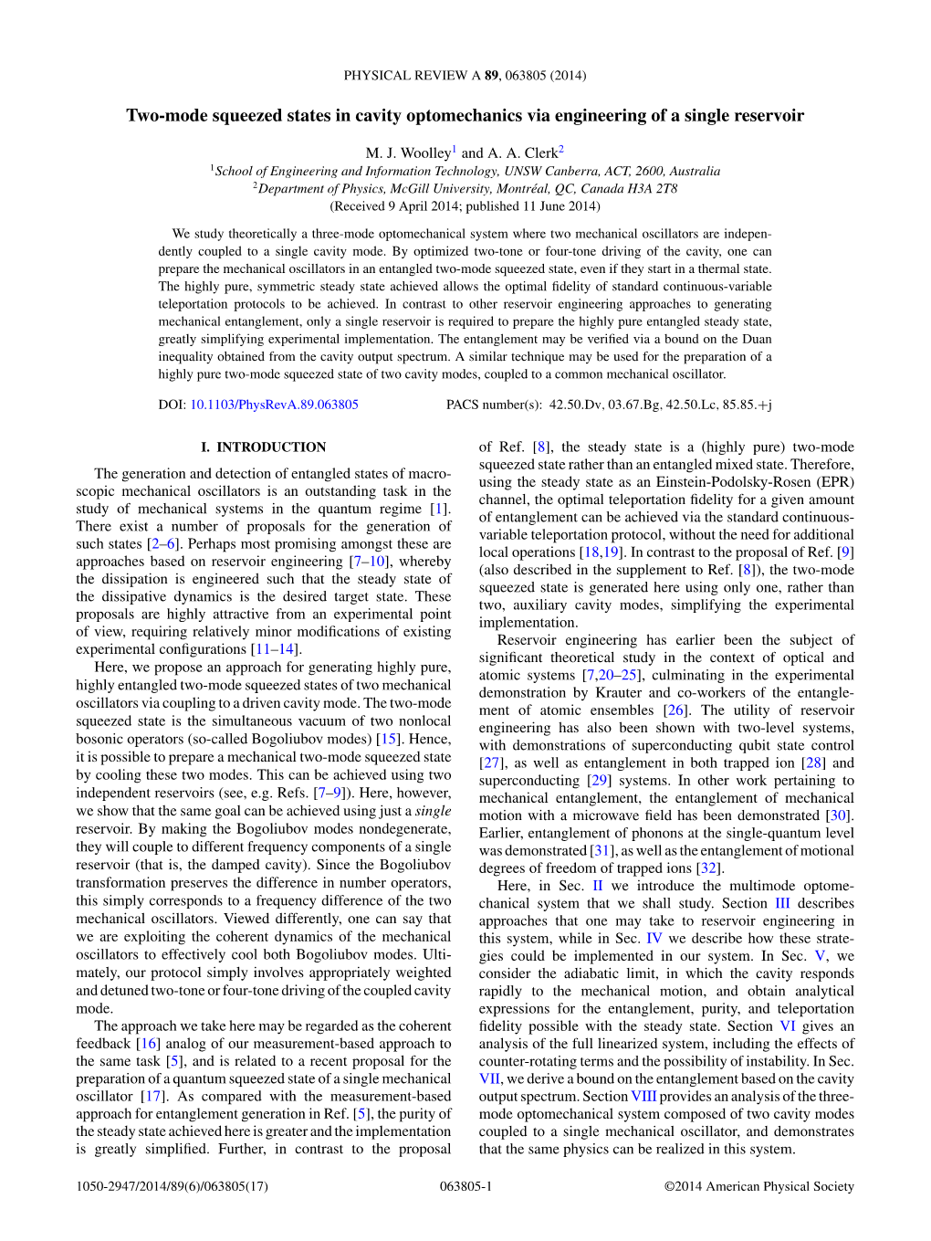 Two-Mode Squeezed States in Cavity Optomechanics Via Engineering of a Single Reservoir