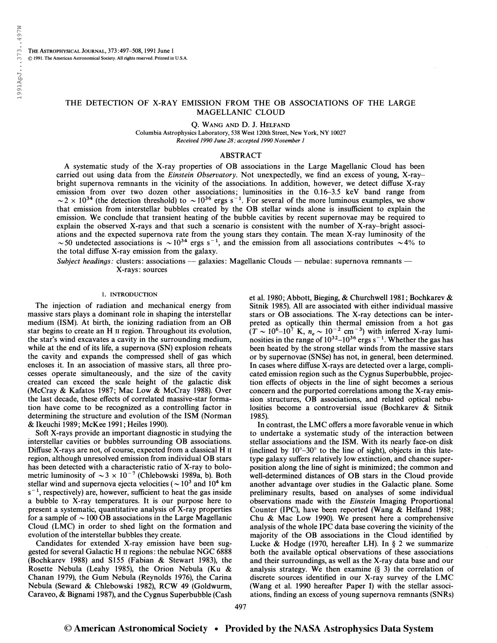 The Astrophysical Journal, 373:497-508,1991 June 1